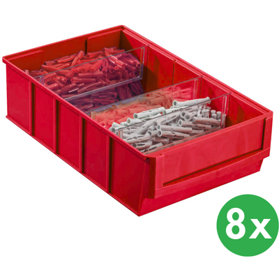 Allit Plastový regálový box ShelfBox typ D - 183 x 300 x 81 mm, 8 ks, červený Allit Plastový regálový box ShelfBox typ D - 183 x 300 x 81 mm, 8 ks, červený