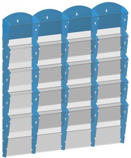 B2B Partner Nástěnný plastový zásobník na prospekty - 4 x 5 a5, šedý