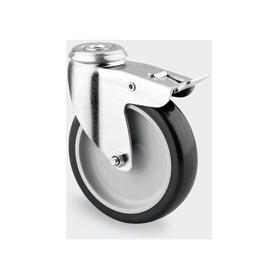 Přístrojové kolečko TENTE, otočné s brzdou, 100 mm, PUR běhoun, středová díra Přístrojové kolečko TENTE, otočné s brzdou, 100 mm, PUR běhoun, středová díra