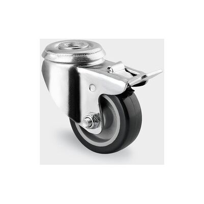 Přístrojové kolečko TENTE, otočné s brzdou, 50 mm, PUR běhoun, středová díra Přístrojové kolečko TENTE, otočné s brzdou, 50 mm, PUR běhoun, středová díra