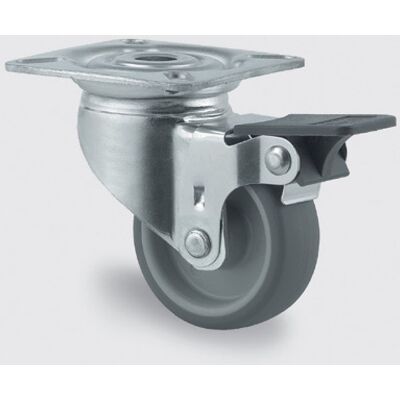 Přístrojové kolo TENTE šedé 50 mm, otočné s brzdou Přístrojové kolo TENTE šedé 50 mm, otočné s brzdou