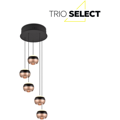 TRIO SELECT 344430532 ORBIT závěsné svítidlo D300mm SMD LED 5x8W/960lm 2300+3000+4000K černá matná, kávová, switchdimmer TRIO SELECT 344430532 ORBIT závěsné svítidlo D300mm SMD LED 5x8W/960lm 2300+3000+4000K černá matná, kávová, switchdimmer