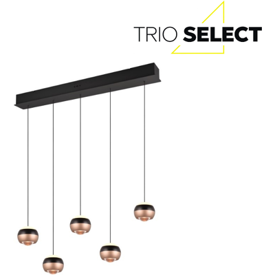 TRIO SELECT 344410532 ORBIT závěsné svítidlo SMD LED 5x8W/960lm 2300+3000+4000K černá matná, kávová, switchdimmer TRIO SELECT 344410532 ORBIT závěsné svítidlo SMD LED 5x8W/960lm 2300+3000+4000K černá matná, kávová, switchdimmer