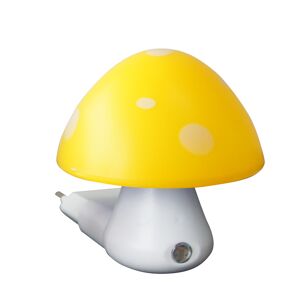 ACA Lighting LED dětská noční lampička do zásuvky Muchomůrka žlutá 0,4W/230V/6400K, soumrakový senzor