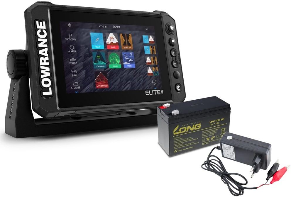 Lowrance Echolot Elite FS 7 se sondou Activeimaging 3v1 + baterie + nabíječka ZDARMA