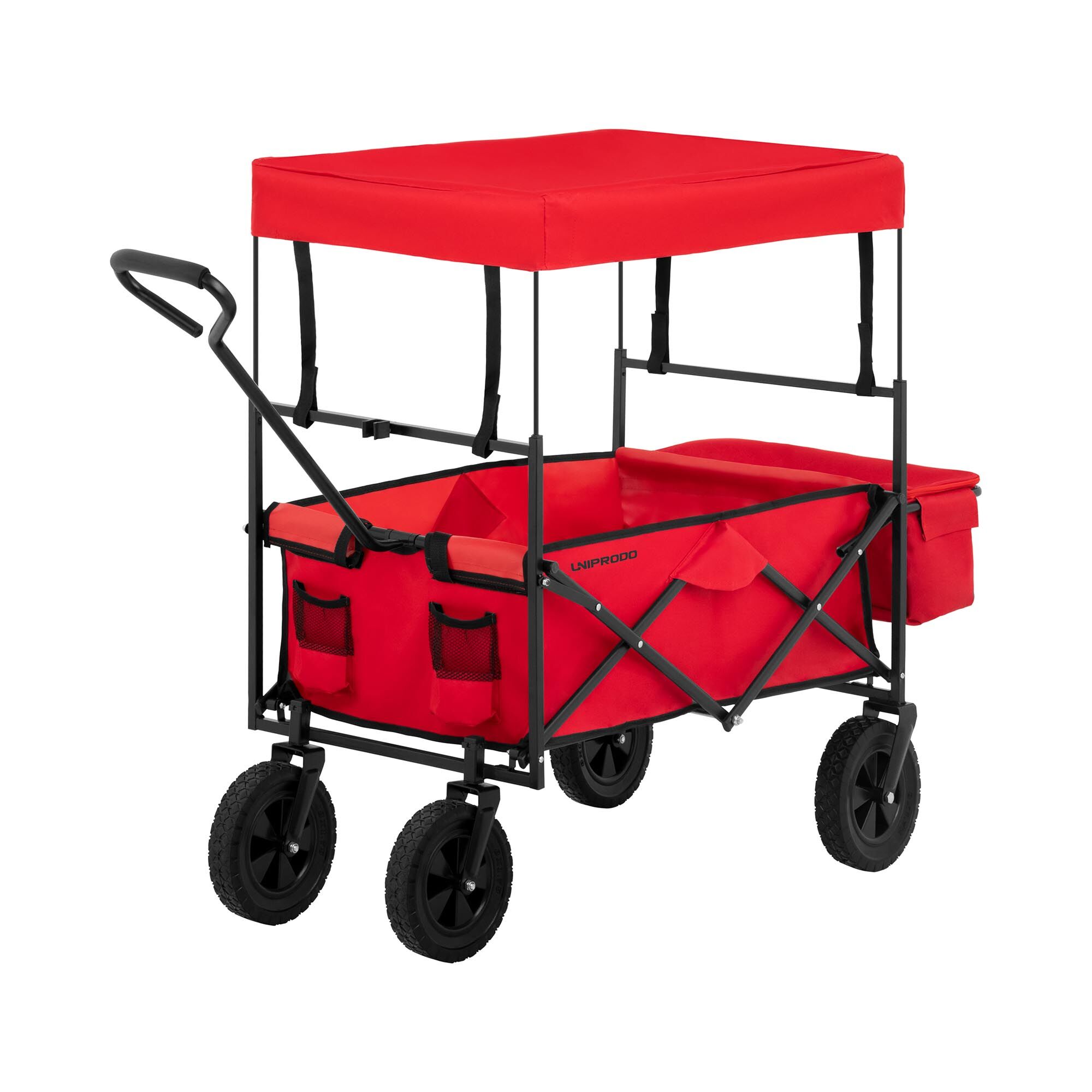 Uniprodo Skládací vozík se stříškou - červený - 100kg UNI_CART_01