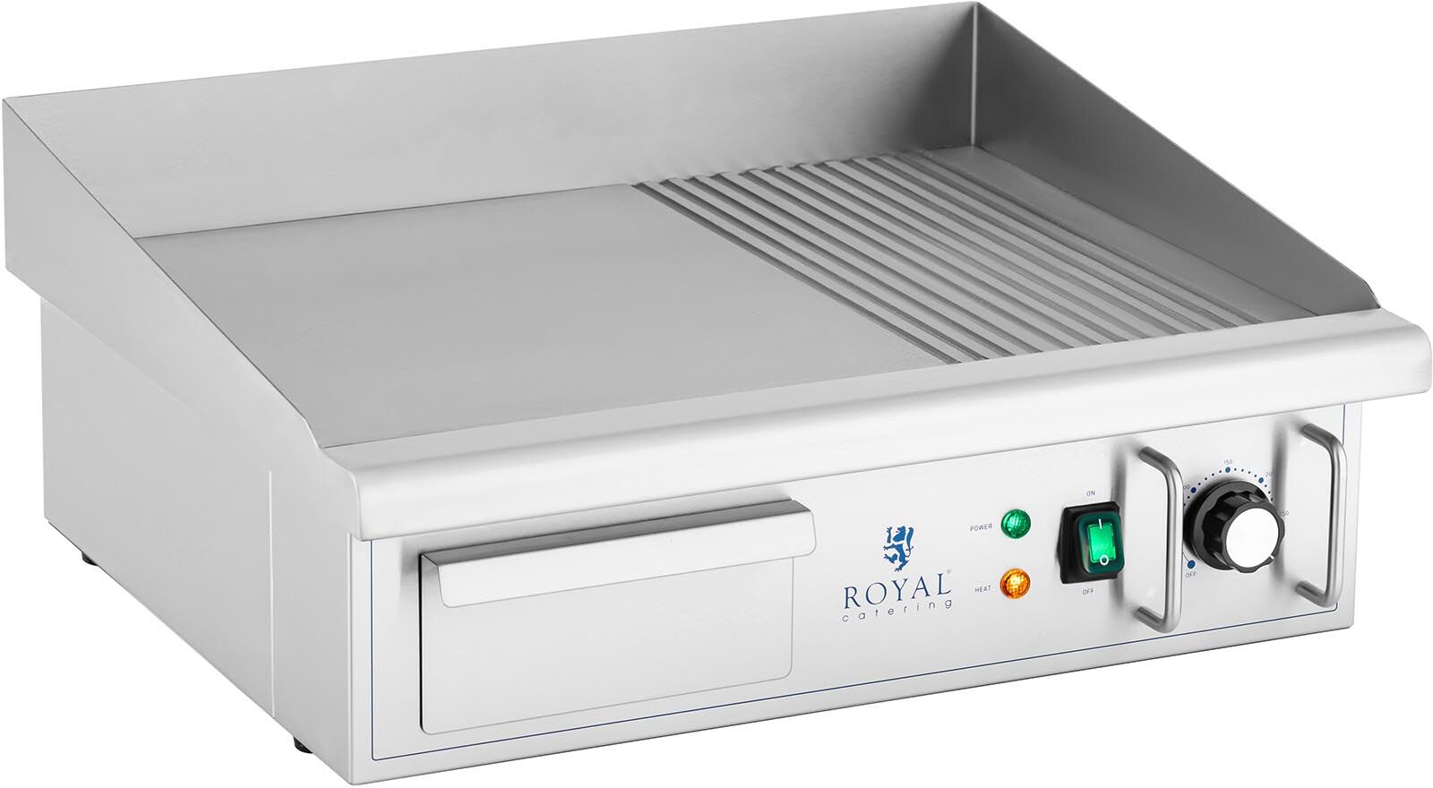 Royal Catering Elektrická grilovací deska - 360 x 560 mm - vroubkovaná a hladká - 3 000 W RCPG47-M