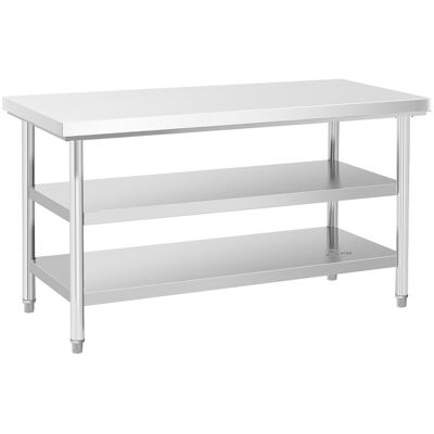 Pracovní stůl z ušlechtilé oceli - ECO - 150 x 70 cm - 500 kg - mezipolice - Royal Catering RCWT-150X70-3L-E Pracovní stůl z ušlechtilé oceli - ECO - 150 x 70 cm - 500 kg - mezipolice - Royal Catering RCWT-150X70-3L-E