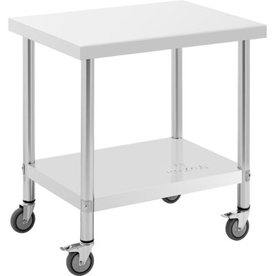 Stůl z ušlechtilé oceli s kolečky - PREMIUM - 60 x 80 cm - 135 kg - Royal Catering RCAT-80/60-W Stůl z ušlechtilé oceli s kolečky - PREMIUM - 60 x 80 cm - 135 kg - Royal Catering RCAT-80/60-W
