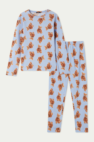 Tezenis Dlouhé Dívčí Pyžamo z Bavlny s Potiskem Medvídci Dívka Potisk Größe 10-11