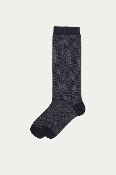 Tezenis Dlouhé Vzorované Ponožky z Lehké Bavlny Člověk Modrá Größe TU