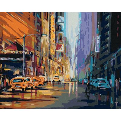 zuty Večerní život v New Yorku, 40×50 cm, bez rámu a bez vypnutí plátna zuty Večerní život v New Yorku, 40×50 cm, bez rámu a bez vypnutí plátna