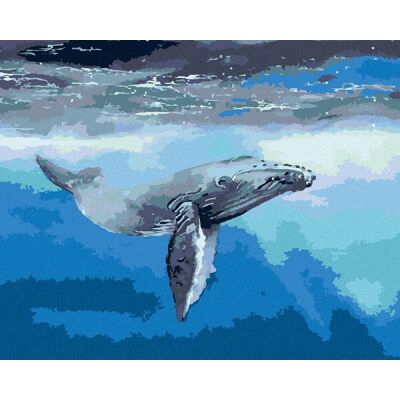 zuty Velryba v temném moři, 40×50 cm, bez rámu a bez vypnutí plátna zuty Velryba v temném moři, 40×50 cm, bez rámu a bez vypnutí plátna