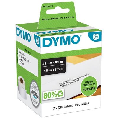 Dymo LabelWriter štítky 89 × 28 mm, 2 × 130 ks Dymo LabelWriter štítky 89 × 28 mm, 2 × 130 ks