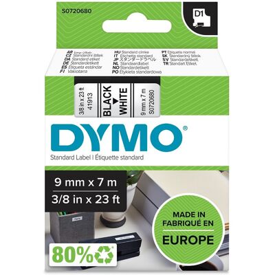 Dymo D1, 41913, S0720680, bílá/černá, 9 mm Dymo D1, 41913, S0720680, bílá/černá, 9 mm