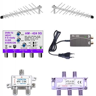 EVERCON anténní komplet pro 6 TV Emme Esse KOM-424-101-6 EVERCON anténní komplet pro 6 TV Emme Esse KOM-424-101-6