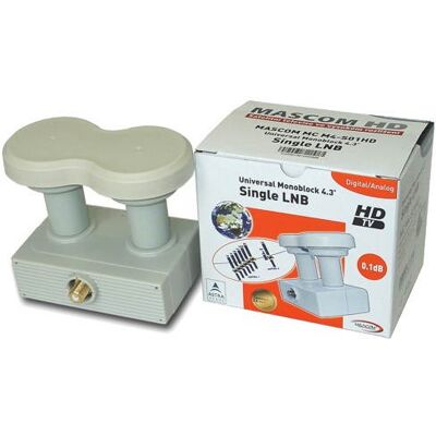 LNB Mascom Monoblock Single MCM4S01HD Gold 4.3° LNB Mascom Monoblock Single MCM4S01HD Gold 4.3°