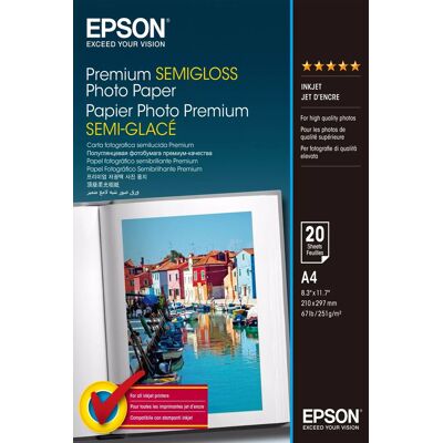 Epson Premium Semigloss Photo Paper, DIN A4, 251g/m2, 20 Sheets Epson Premium Semigloss Photo Paper, DIN A4, 251g/m2, 20 Sheets