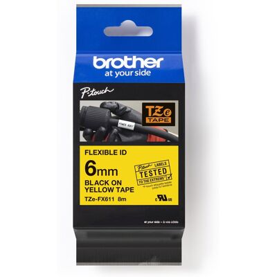 Brother TZe-FX611 černý tisk, žlutý podklad, 6mm Brother TZe-FX611 černý tisk, žlutý podklad, 6mm