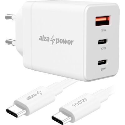 AlzaPower Ultimate SET X500 (67W + USB-C/C 100W Cable) bílá AlzaPower Ultimate SET X500 (67W + USB-C/C 100W Cable) bílá