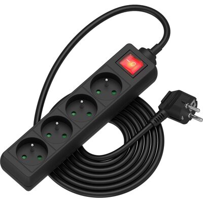 AlzaPower prodlužovací přívod 230V 4 zásuvky vypínač 3m černý AlzaPower prodlužovací přívod 230V 4 zásuvky vypínač 3m černý