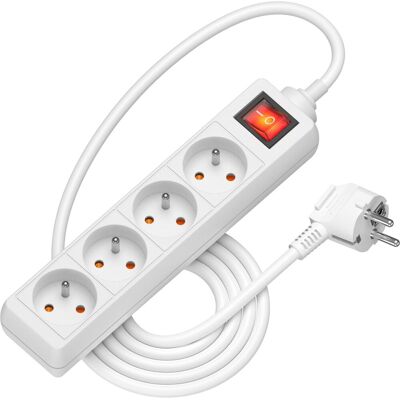 AlzaPower prodlužovací přívod 230V 4 zásuvky vypínač 3m bílý AlzaPower prodlužovací přívod 230V 4 zásuvky vypínač 3m bílý