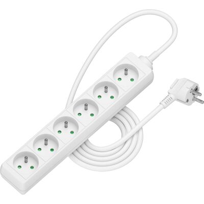 AlzaPower prodlužovací přívod 230V 6 zásuvek 2m bílý AlzaPower prodlužovací přívod 230V 6 zásuvek 2m bílý