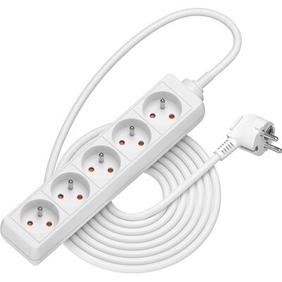 AlzaPower prodlužovací přívod 230V 5 zásuvek 5m bílý AlzaPower prodlužovací přívod 230V 5 zásuvek 5m bílý