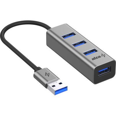 AlzaPower Metal USB hub USB-A (M) na 4× USB-A 3.0 (F) vesmírně šedý AlzaPower Metal USB hub USB-A (M) na 4× USB-A 3.0 (F) vesmírně šedý