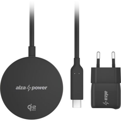AlzaPower Wireless SET WQT120B (Wireless Qi2.2 Charger 25W+Wall Charger 33W) šedá AlzaPower Wireless SET WQT120B (Wireless Qi2.2 Charger 25W+Wall Charger 33W) šedá