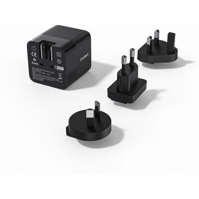 Choetech Digital PD65W GaN Multiple Plugs Charger with Retractable Type-C Cable Choetech Digital PD65W GaN Multiple Plugs Charger with Retractable Type-C Cable