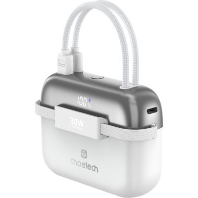 Choetech Mini Bag Digital 10000mAh PD30W Power Bank with Type-c+L cable Out for Ipad/iphone white Choetech Mini Bag Digital 10000mAh PD30W Power Bank with Type-c+L cable Out for Ipad/iphone white