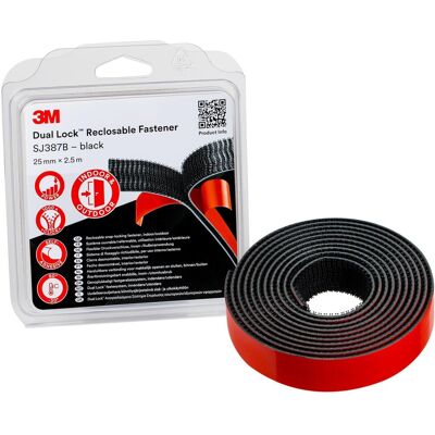 3M Dual-Lock™ samolepíci suchý zip SJ387B, černý, 25 mm x 2,5 m v blistru 3M Dual-Lock™ samolepíci suchý zip SJ387B, černý, 25 mm x 2,5 m v blistru