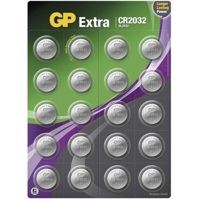 GP Lithiová knoflíková baterie Extra CR2032, 20 ks GP Lithiová knoflíková baterie Extra CR2032, 20 ks