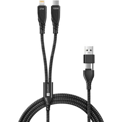 CONNECT IT Wirez 4in1 (USB-C, Lightning), černá CONNECT IT Wirez 4in1 (USB-C, Lightning), černá