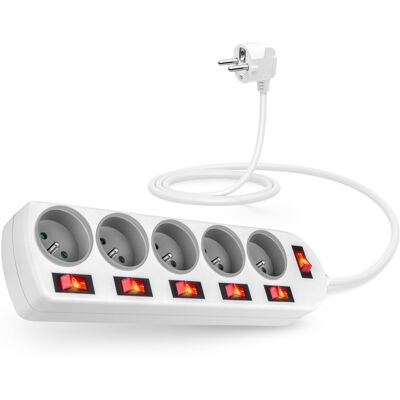 CONNECT IT prodlužovací, 5 zásuvek, 2 m s vypínači CONNECT IT prodlužovací, 5 zásuvek, 2 m s vypínači