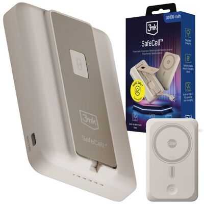 3MK SafeCell 4 in 1 Semi-Solid 22.5W Build in Cable Apple Watch MagSafe 10,000mAh Beige 3MK SafeCell 4 in 1 Semi-Solid 22.5W Build in Cable Apple Watch MagSafe 10,000mAh Beige