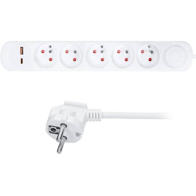 Solight 3m, 5 zásuvek, USB A+C 20W PD, vypínač, 3 x 1mm2, PVC Solight 3m, 5 zásuvek, USB A+C 20W PD, vypínač, 3 x 1mm2, PVC