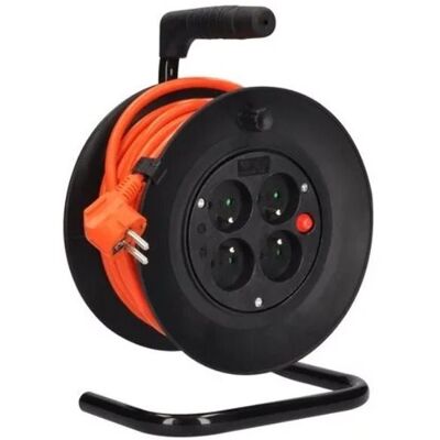 Solight prodlužovací přívod na bubnu, 4 zásuvky, 15m, oranžový kabel, 3x 1,5mm2 Solight prodlužovací přívod na bubnu, 4 zásuvky, 15m, oranžový kabel, 3x 1,5mm2