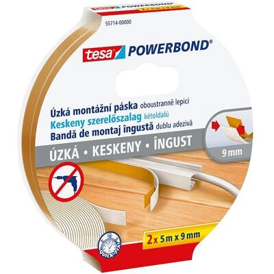 TESA Lepící páska Powerbond Slim - úzká, pěnová, 2ks v balení, 5 m, 9 mm TESA Lepící páska Powerbond Slim - úzká, pěnová, 2ks v balení, 5 m, 9 mm