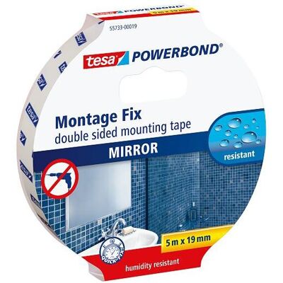 TESA Lepící páska Powerbond Montážní oboustranná pěnová páska na zrcadla, bílá, 5 m, 19 mm TESA Lepící páska Powerbond Montážní oboustranná pěnová páska na zrcadla, bílá, 5 m, 19 mm