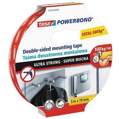 TESA Ultra-odolná oboustranná montážní páska - 5m x 19mm TESA Ultra-odolná oboustranná montážní páska - 5m x 19mm