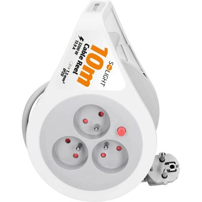 Solight prodlužovací přívod na bubnu 10m, 3 zásuvky, 3x 1,5mm2 Solight prodlužovací přívod na bubnu 10m, 3 zásuvky, 3x 1,5mm2