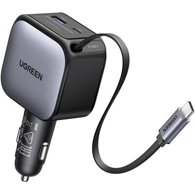 UGREEN 60W Fast Car Charger with Retractable Cable UGREEN 60W Fast Car Charger with Retractable Cable