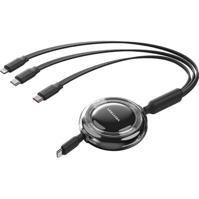 Vention USB 2.0 3-in-1 Retractable Cable 5A Black 1.1m Vention USB 2.0 3-in-1 Retractable Cable 5A Black 1.1m