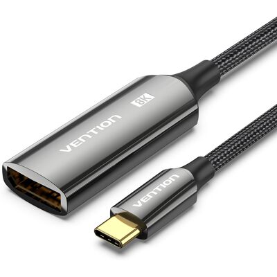 Vention Cotton Braided USB-C to DP 8K Converter 0.25M Black Zinc Alloy Type Vention Cotton Braided USB-C to DP 8K Converter 0.25M Black Zinc Alloy Type
