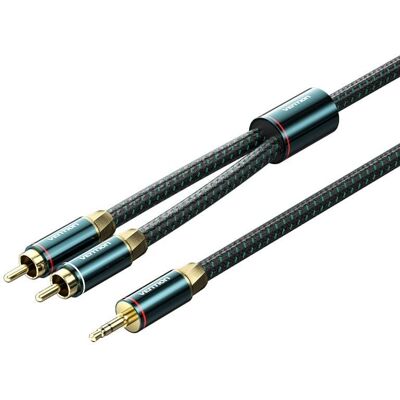 Vention Cotton Braided 3.5mm Male to 2RCA Male Audio Cable 3M Green Copper Type Vention Cotton Braided 3.5mm Male to 2RCA Male Audio Cable 3M Green Copper Type