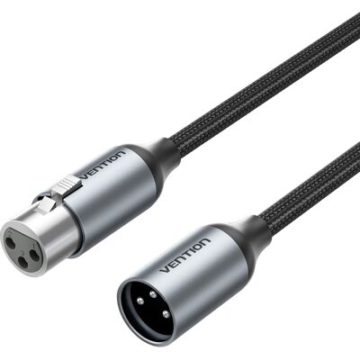 Vention XLR Audio Extension Cable 5M Gray Aluminum Alloy Type Vention XLR Audio Extension Cable 5M Gray Aluminum Alloy Type
