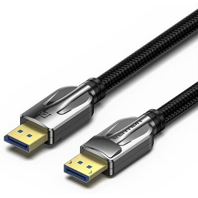 Vention Cotton Braided DP (DisplayPort) 2.0 10K Ultra Cable 5m Black Zinc Alloy Type Vention Cotton Braided DP (DisplayPort) 2.0 10K Ultra Cable 5m Black Zinc Alloy Type