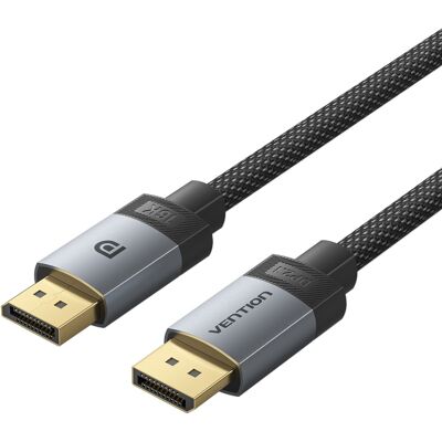 Vention Cotton Braided DP 2.1 Male to Male 16K HD Cable 5M Gray Aluminum Alloy Type Vention Cotton Braided DP 2.1 Male to Male 16K HD Cable 5M Gray Aluminum Alloy Type